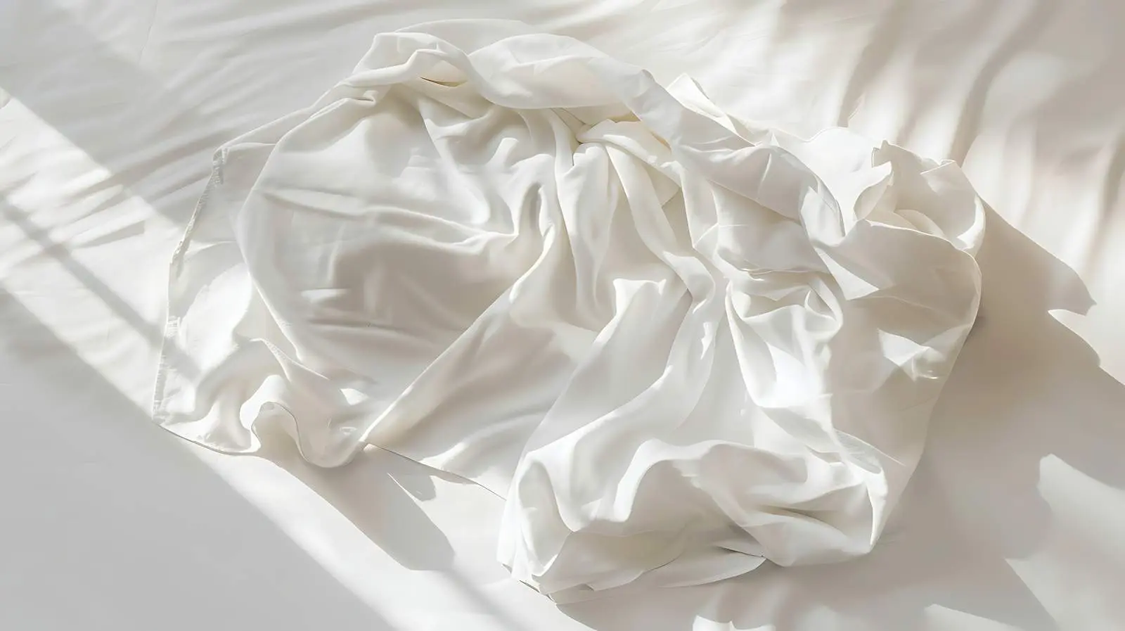 Sunlit Crumpled Bed Linens in Morning Light — free download from Dotvec