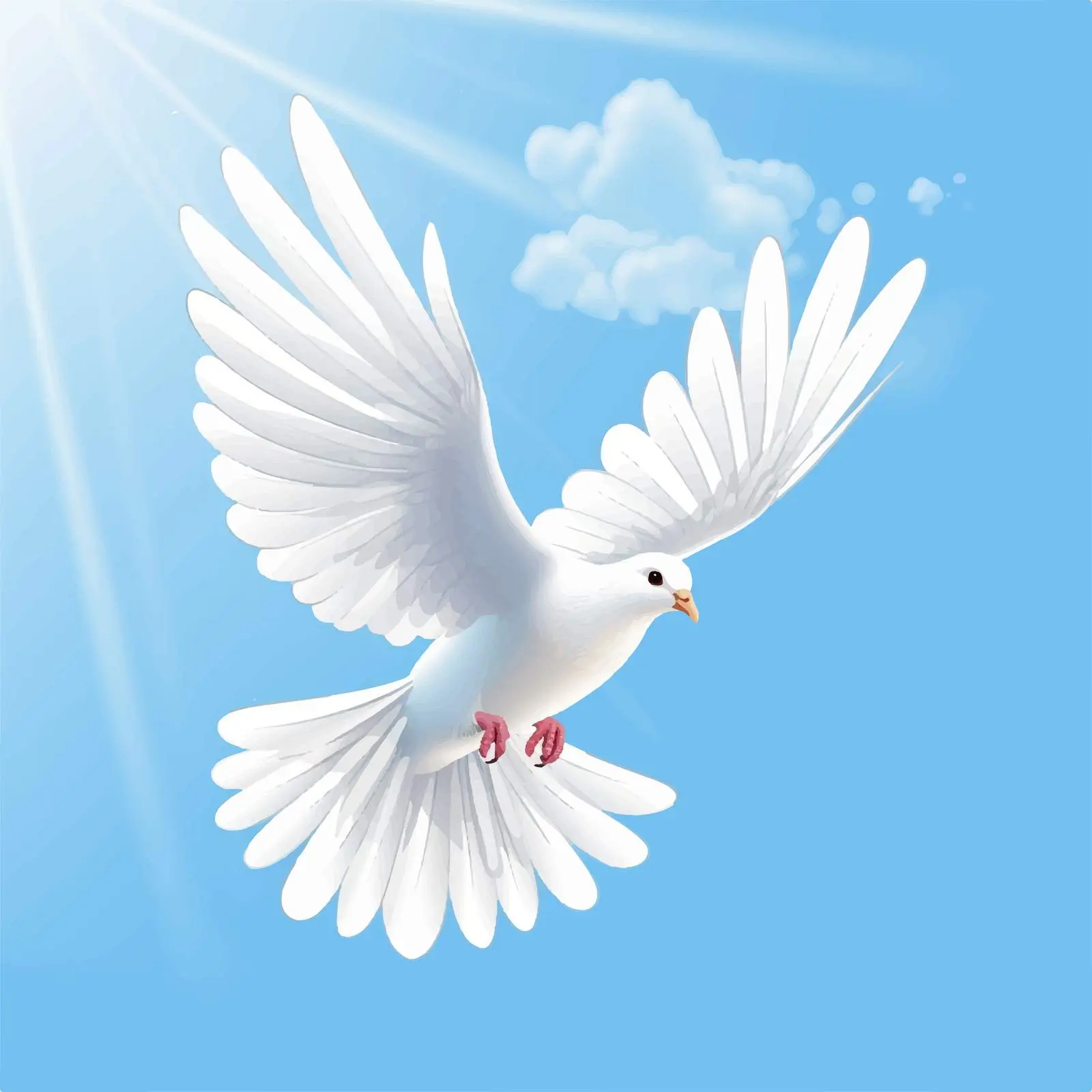 White Dove in Blue Sky Vector Illustration — free download from Dotvec