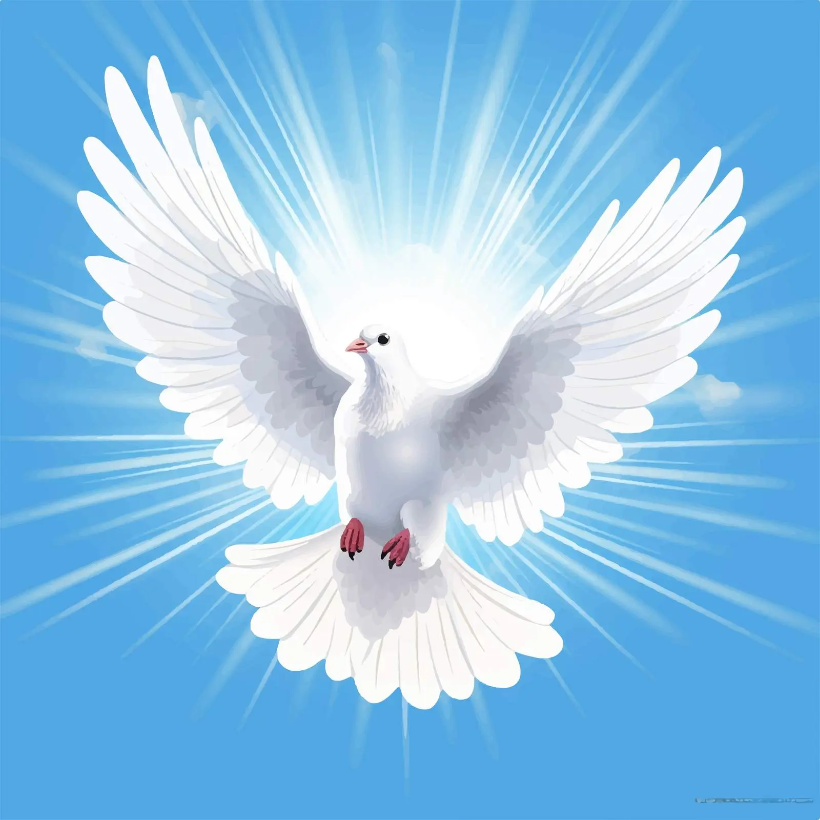 White Dove Flying in Blue Sky Vector Art — free download from Dotvec