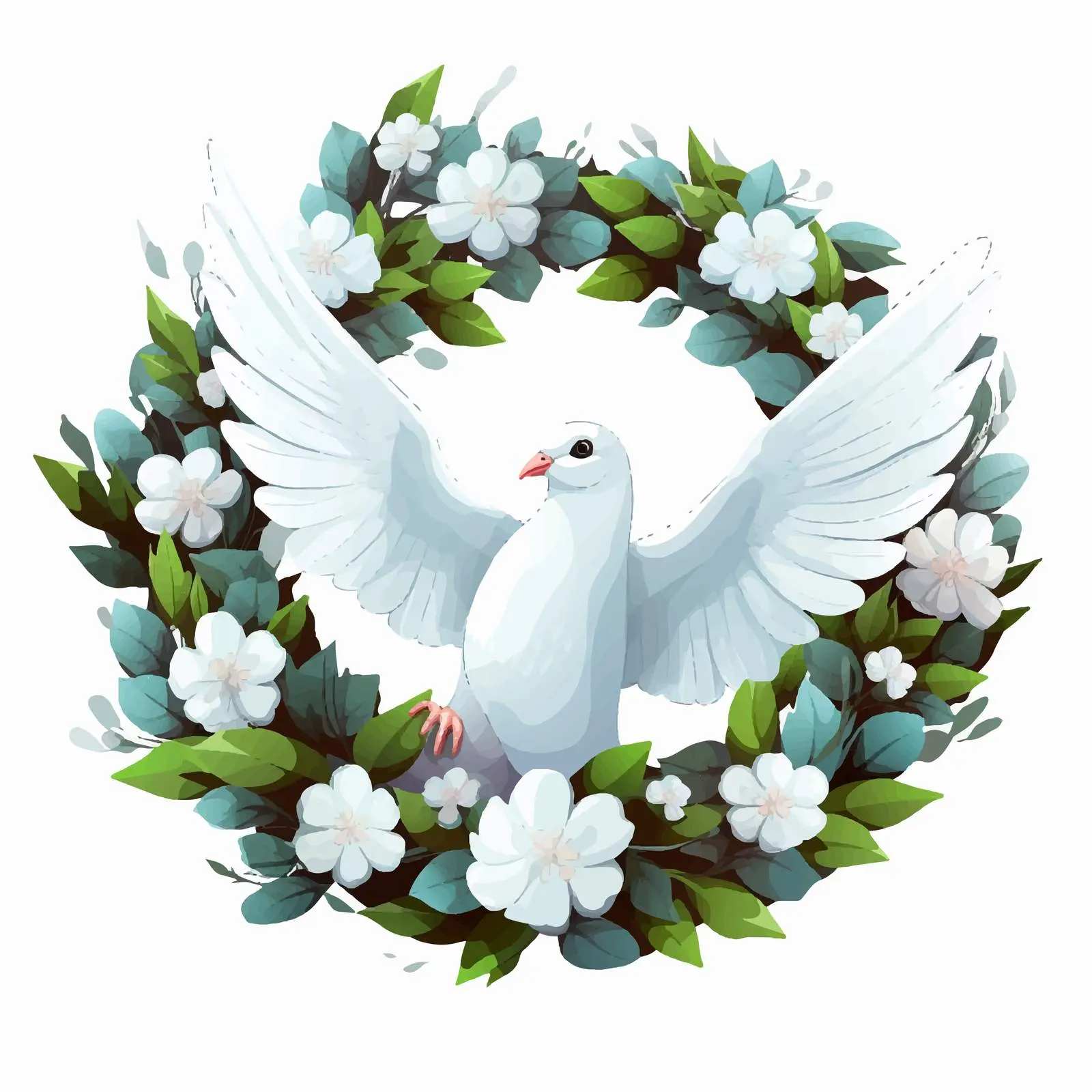 White Dove with Floral Wreath Vector Design — free download from Dotvec
