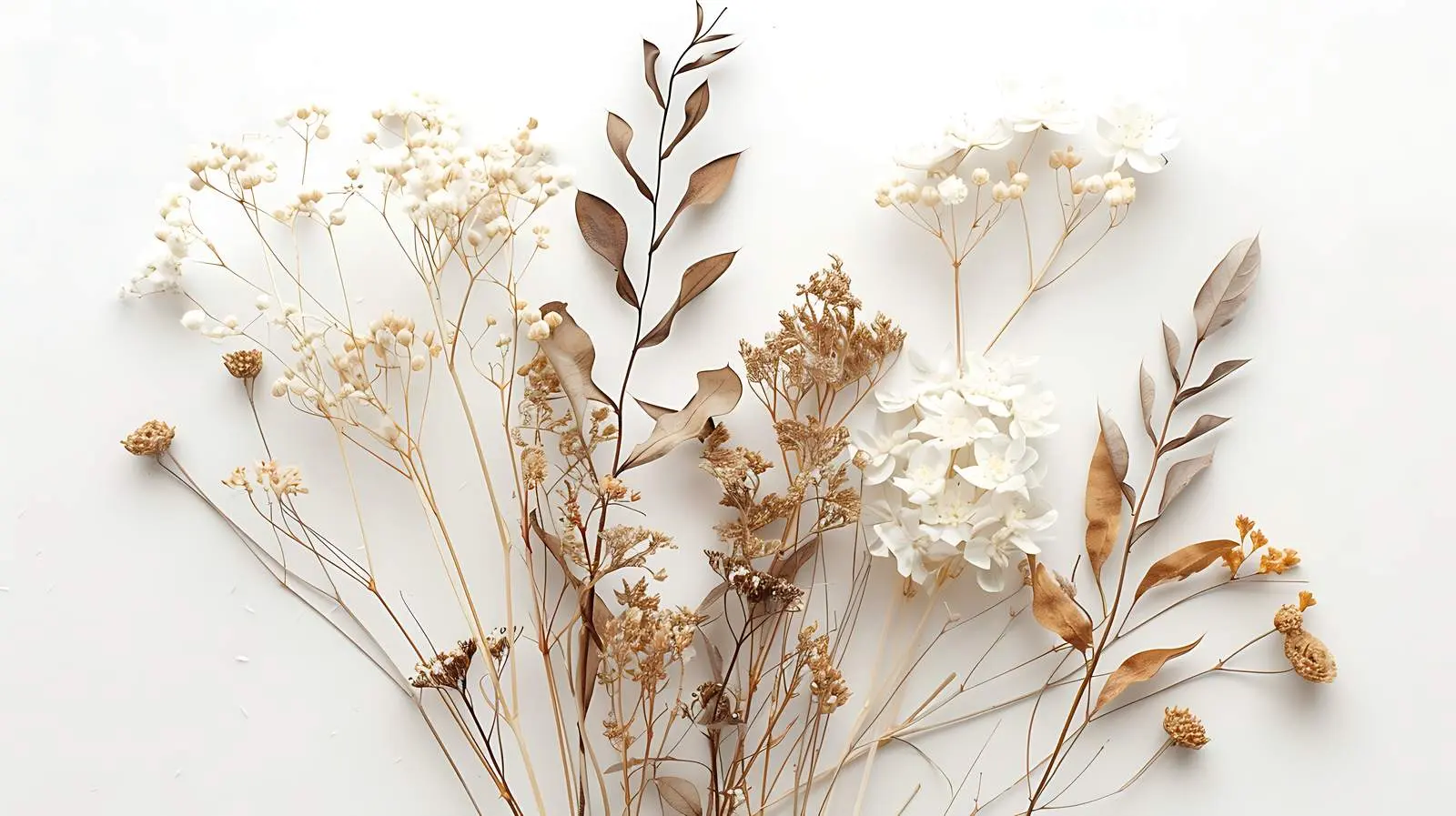 Elegant Dried Leaves Bouquet on White Background – free tranquil environment image from Dotvec