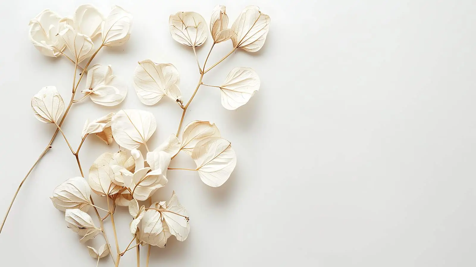 Dried Leaves Bouquet Flat Lay on White Background – free stylish arrangement image from Dotvec