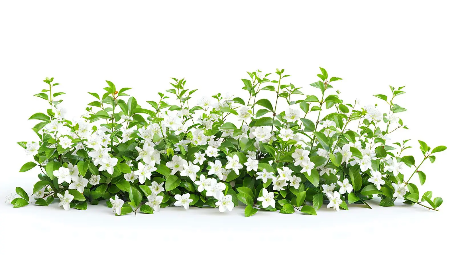 White Flowering Bush with Green Leaves Isolated — free download from Dotvec