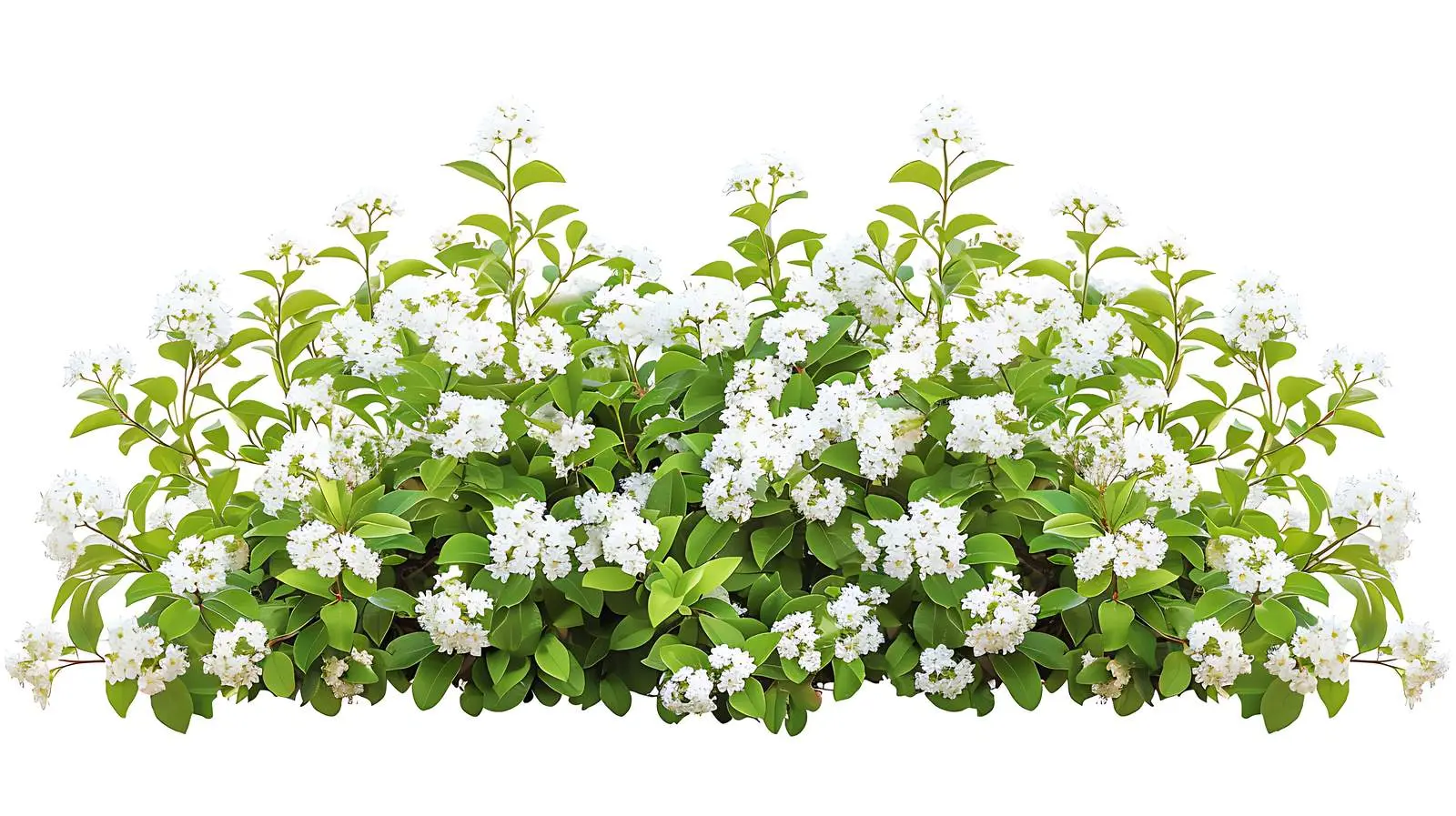 White Flowers with Green Leaves Bush Isolated on White — free download from Dotvec