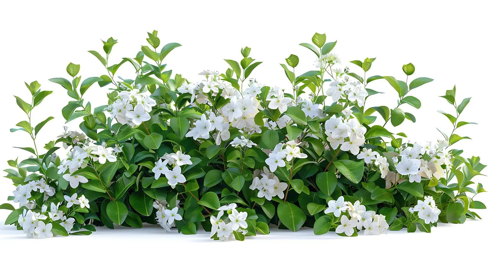 White Flower Bush with Green Leaves Isolated — free download from Dotvec