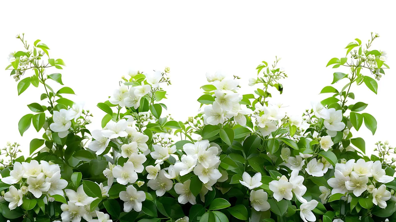 White Flowers with Green Leaves Bush Isolated — free download from Dotvec