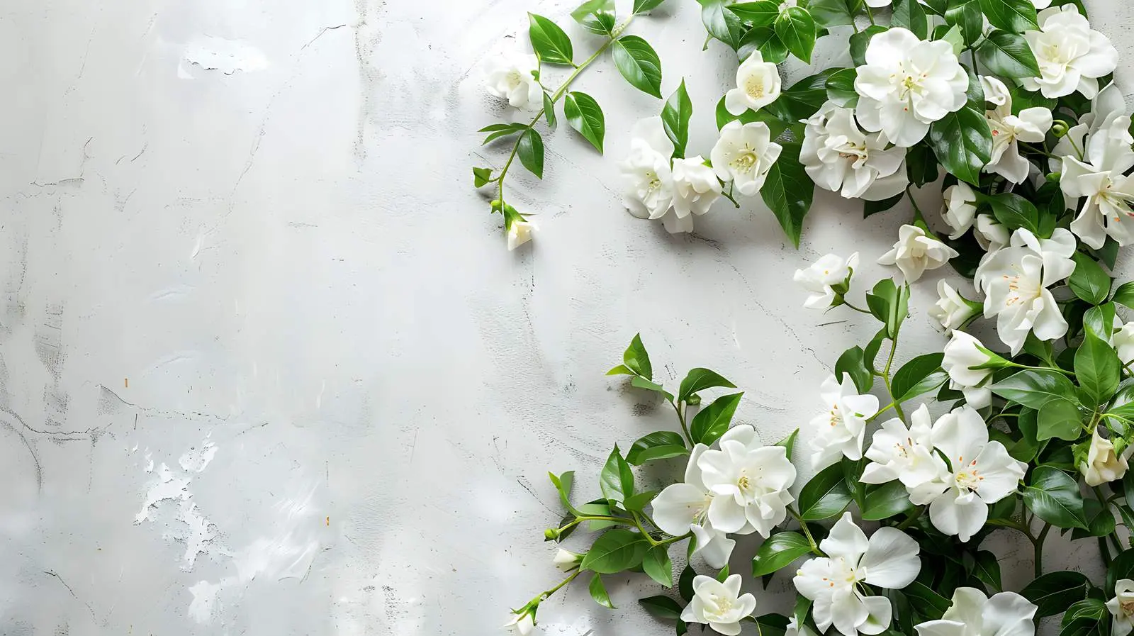 White Flowers Bush and Leaves on Concrete — free download from Dotvec