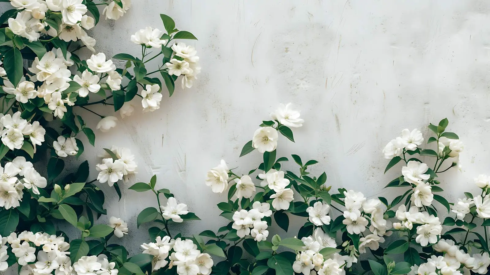 White Flowers Bush on Neutral Concrete Background — free download from Dotvec