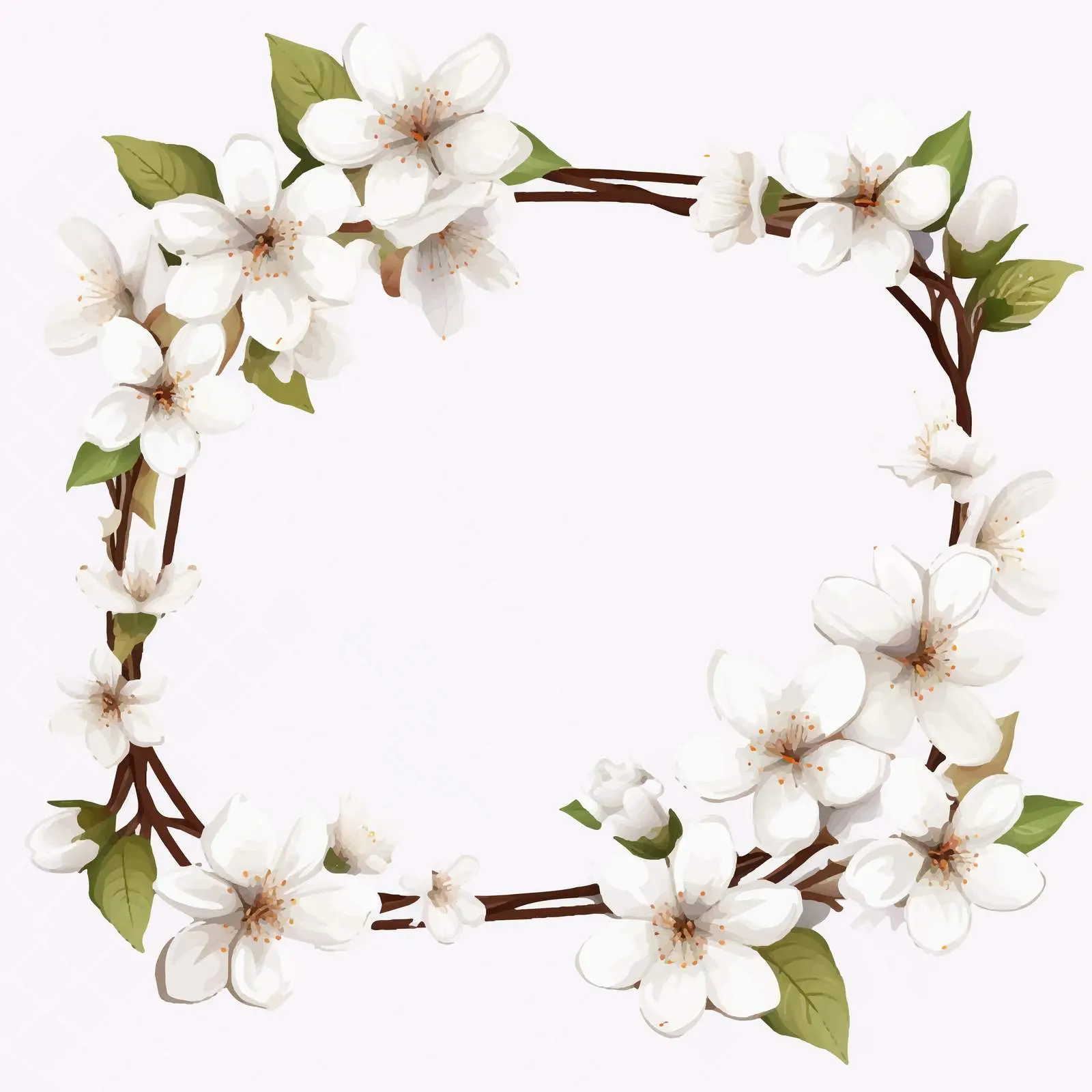 Elegant White Flowers Frame on Transparent Background — free download from Dotvec