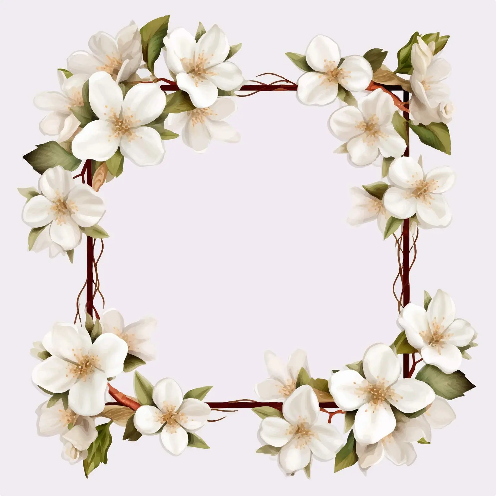 White Floral Frame Template on Transparent Background – free wedding frame image from Dotvec