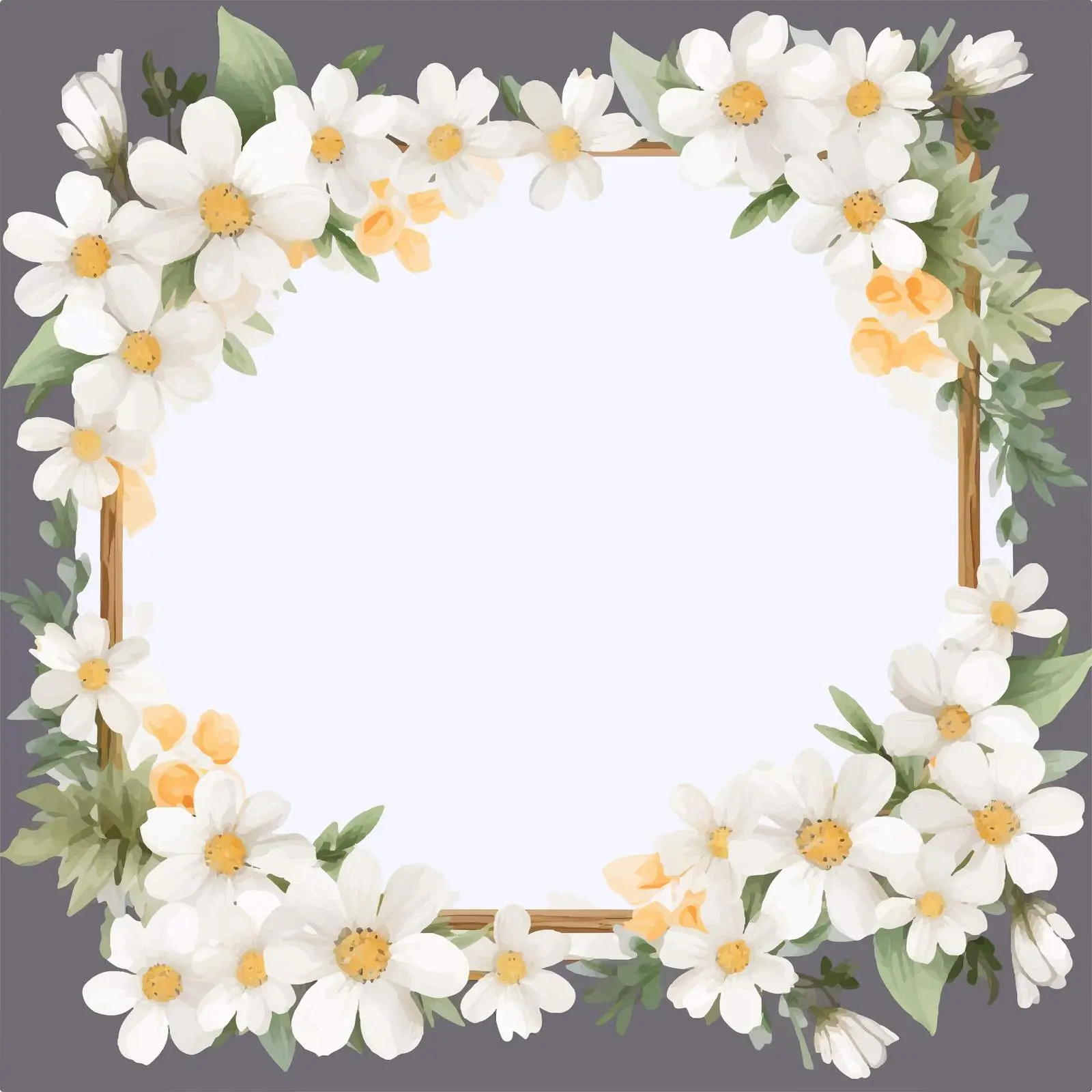 Elegant White Flowers Frame on Transparent Background — free download from Dotvec