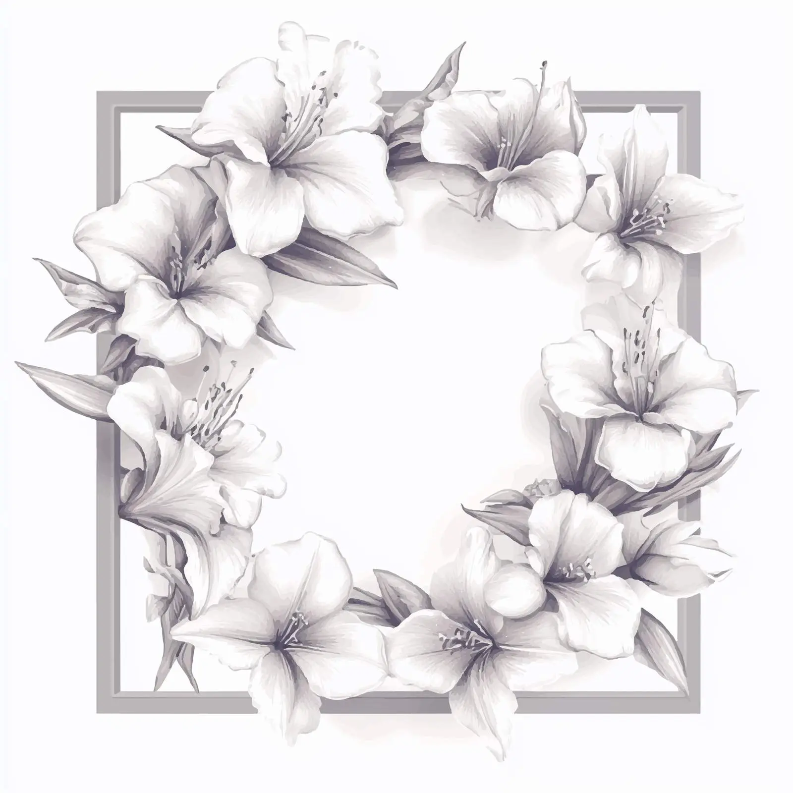 Elegant White Flowers in Gray Frame - Vector Art — free download from Dotvec