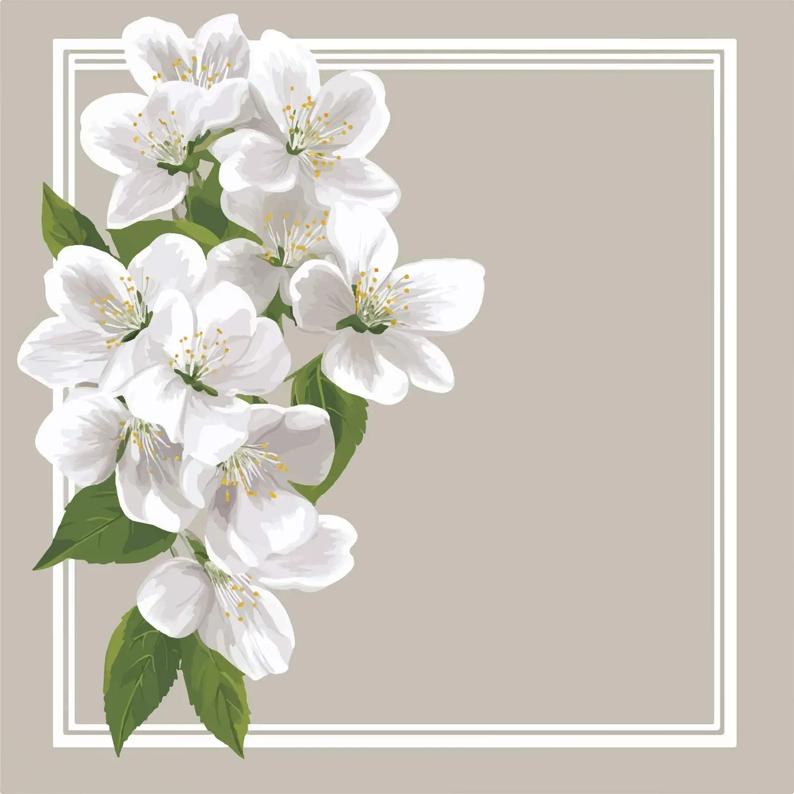 White Flowers in Decorative Gray Frame — free download from Dotvec