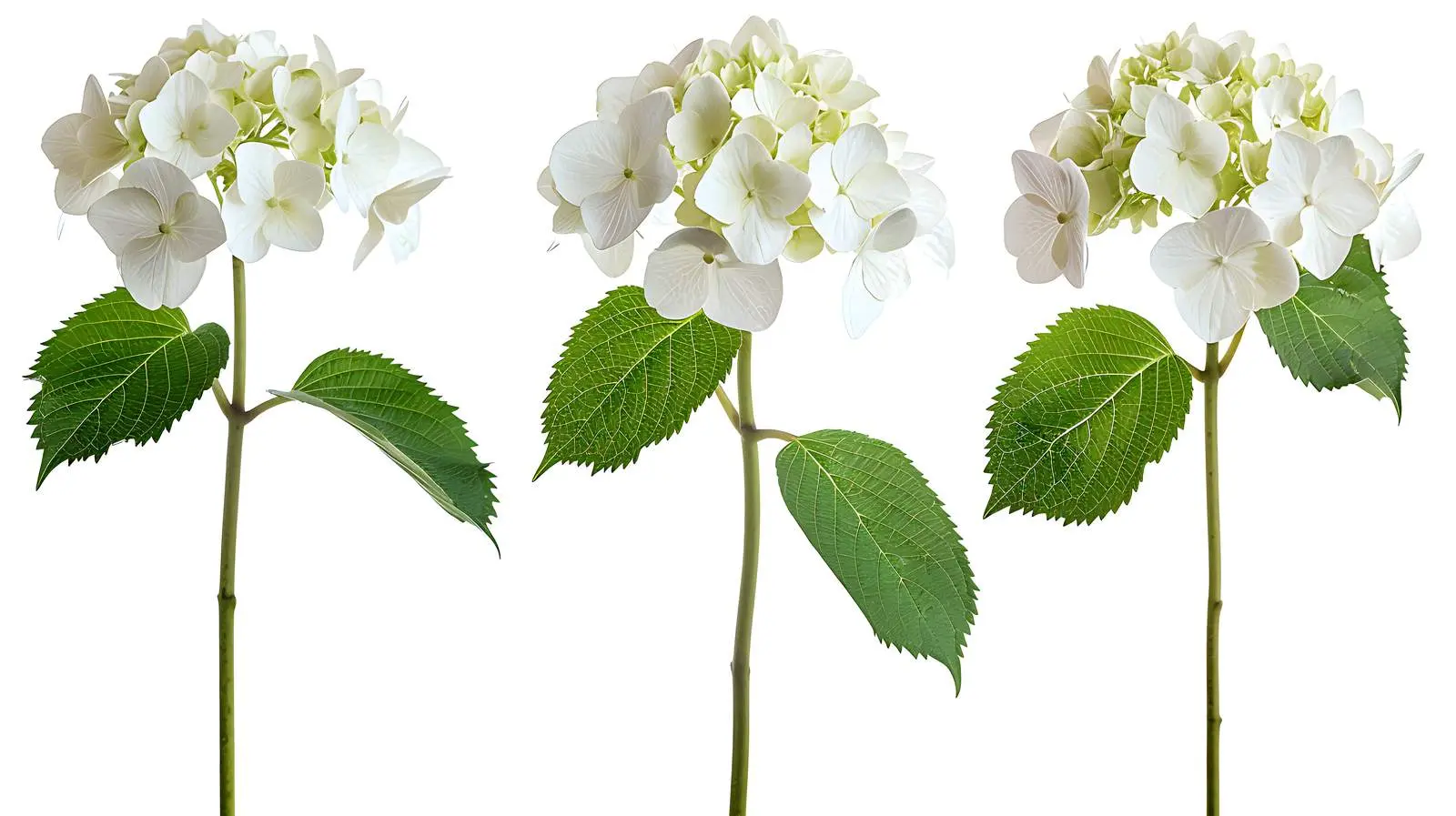 Isolated White Hydrangea Flower Heads on White Background — free download from Dotvec