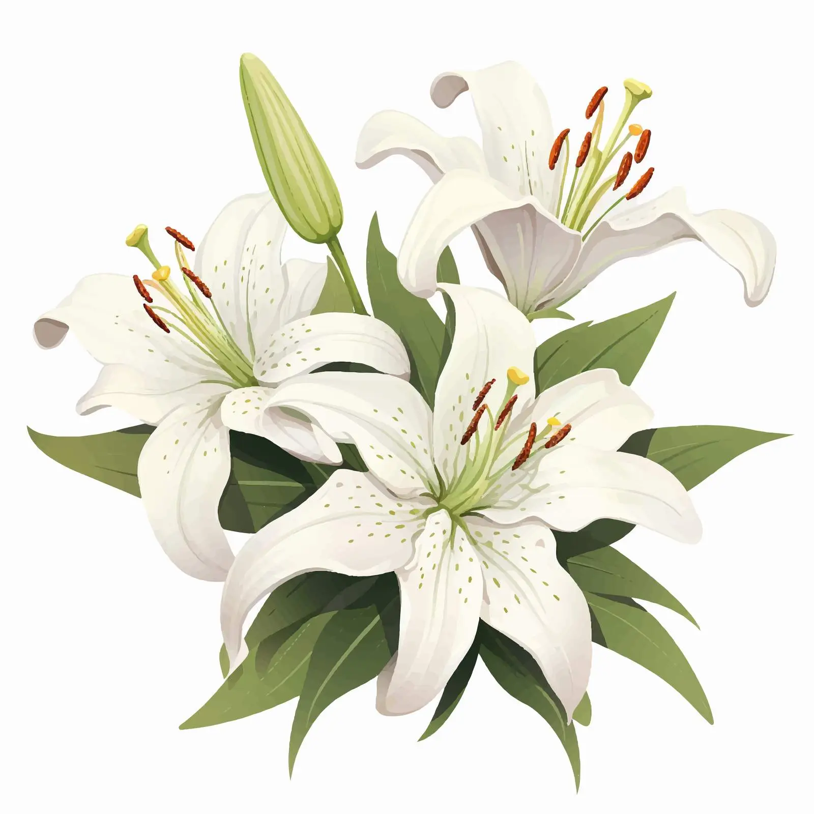 White Lily Flower Vector Illustration — free download from Dotvec