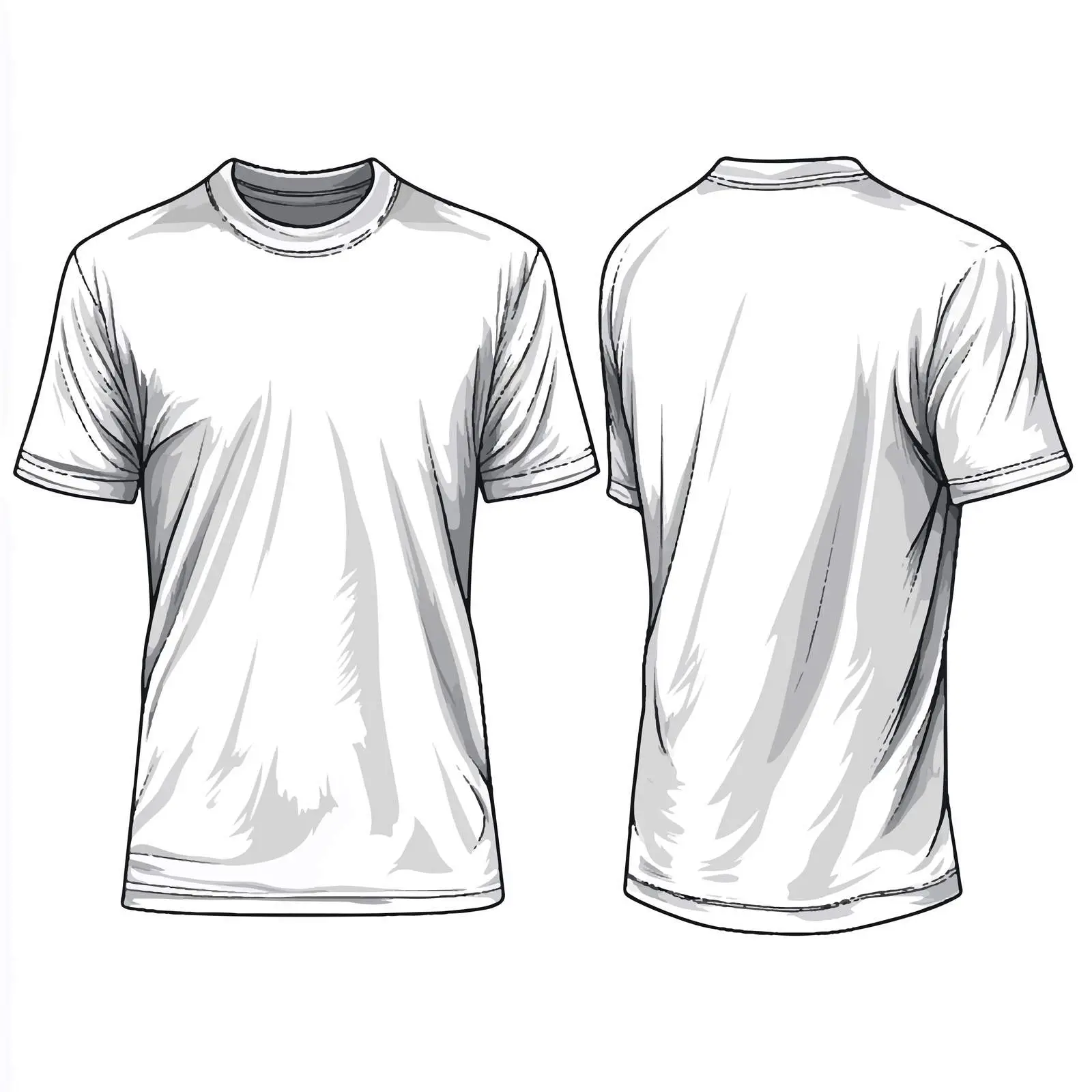 White Male T-Shirt Vector Contour Drawing — free download from Dotvec