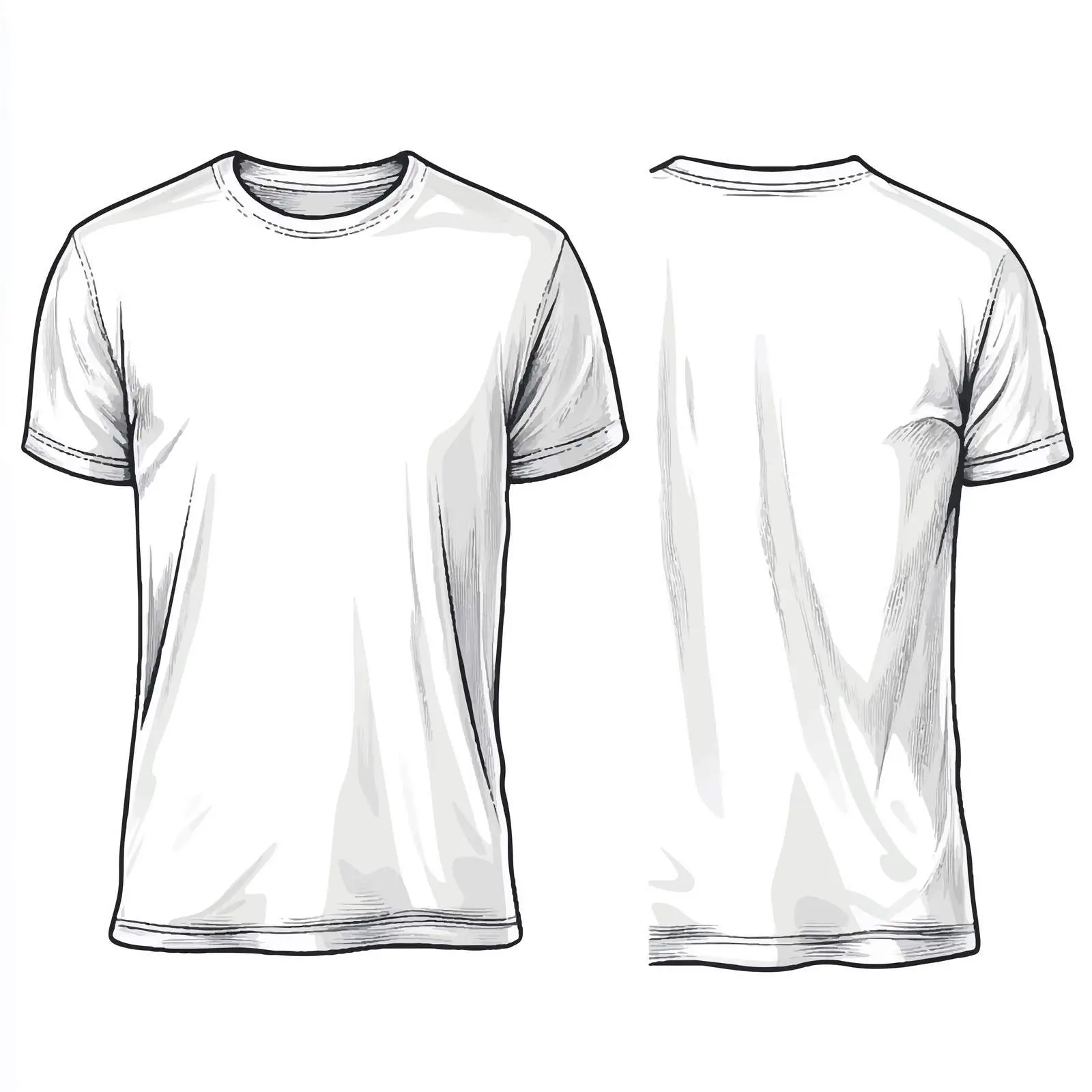 White Male T-Shirt Front and Back Vector Drawing — free download from Dotvec