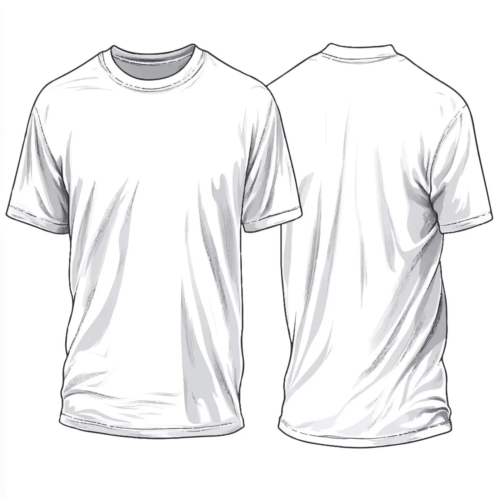 White Male T-Shirt Vector Contour Drawing — free download from Dotvec