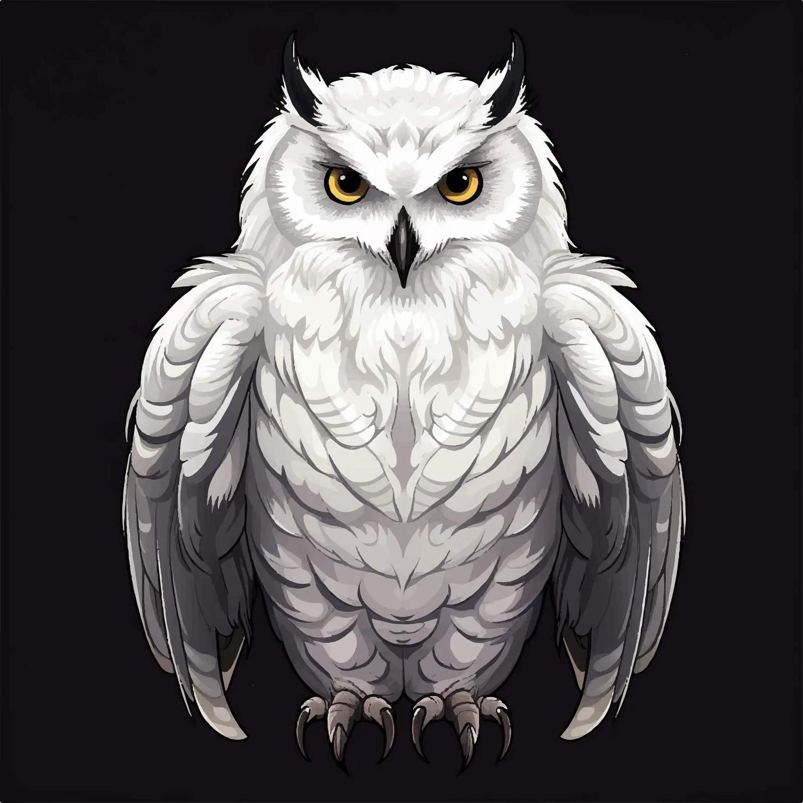 White Polar Owl Bubo Scandiacus Vector Artwork – free arctic image from Dotvec