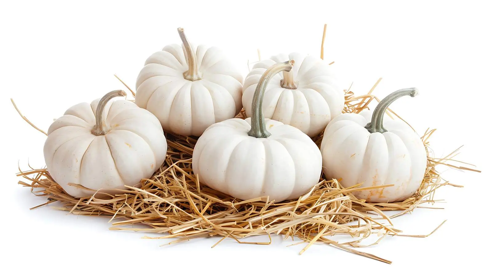 White Pumpkins on Straw Stacks Isolated — free download from Dotvec