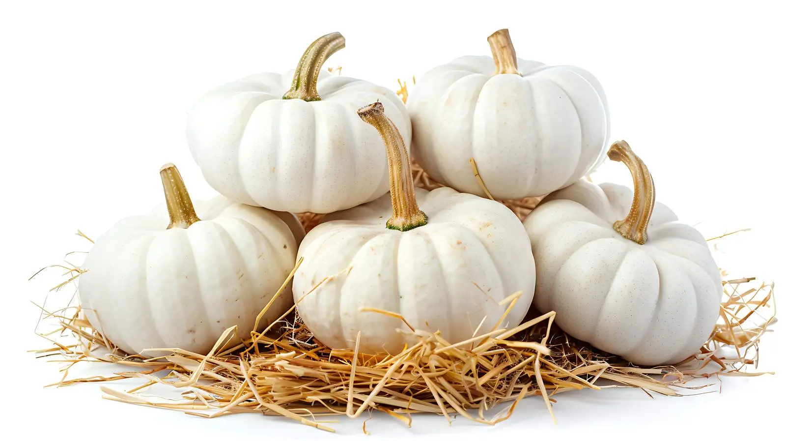 White Pumpkins on Straw Stacks Isolated Background — free download from Dotvec