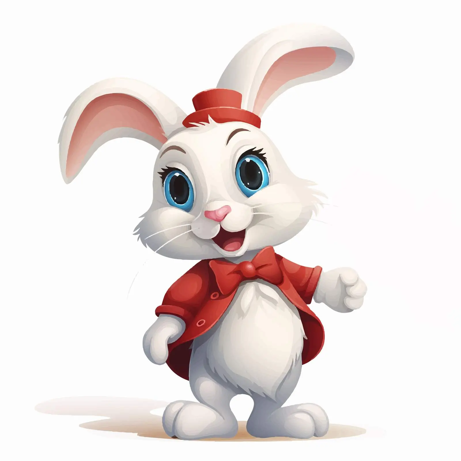 Cute White Rabbit Cartoon Character Vector Illustration – free storybook character image from Dotvec