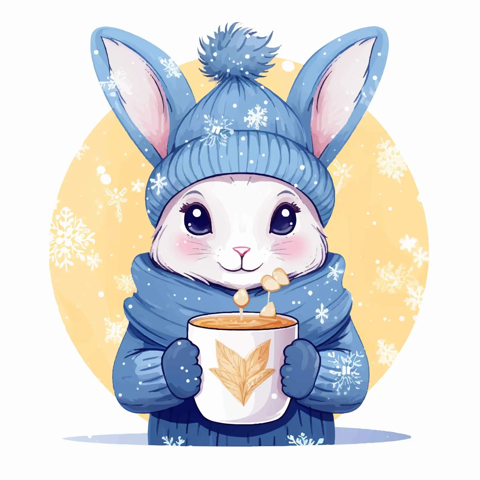 White Rabbit in a Hat with Hot Drink — free download from Dotvec