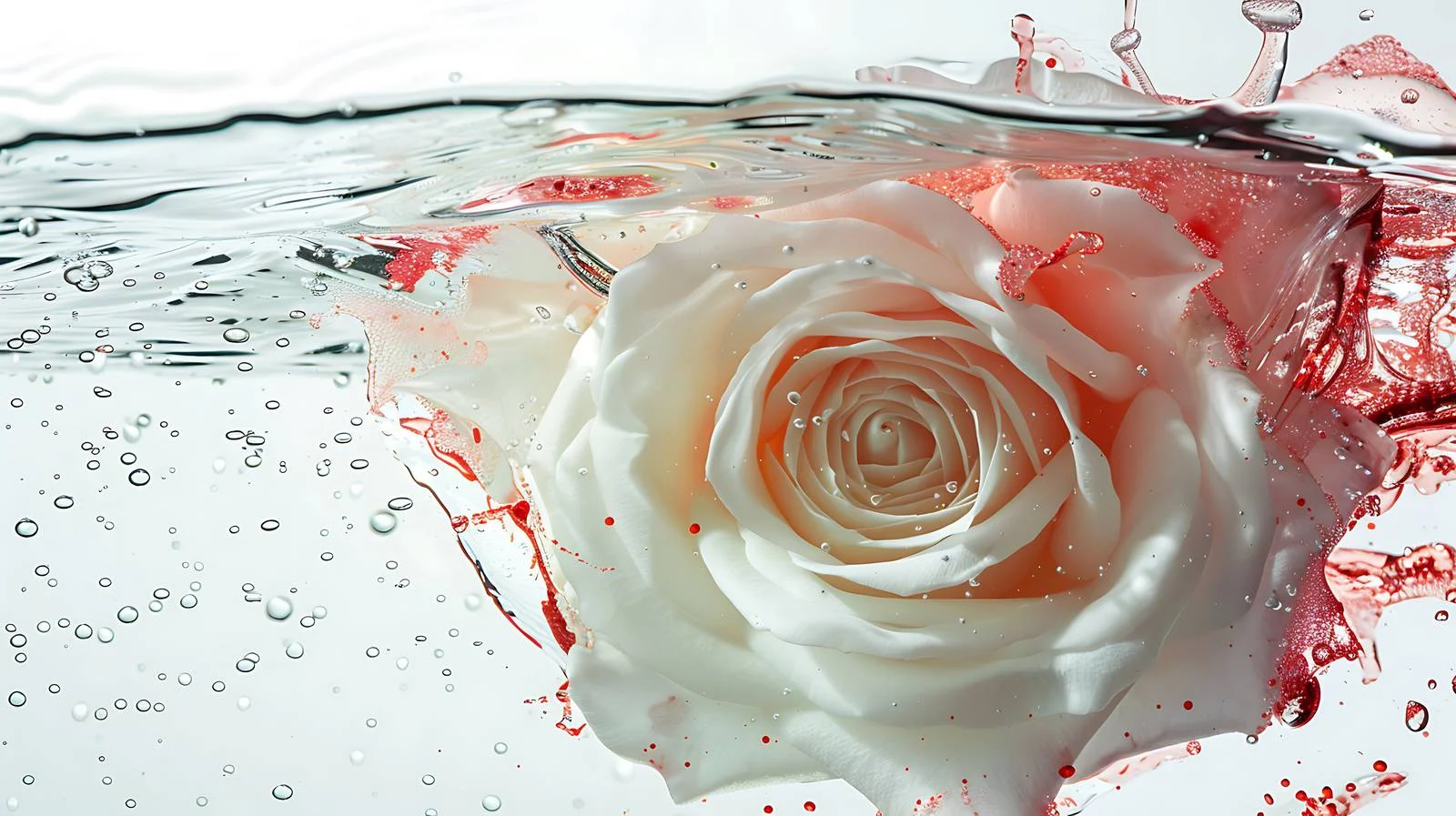 Elegant White Rose in Red Water — free download from Dotvec