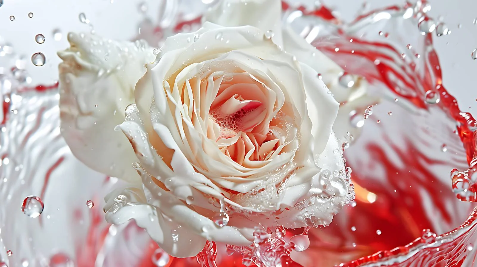 Submerged White Rose in Red Water — free download from Dotvec
