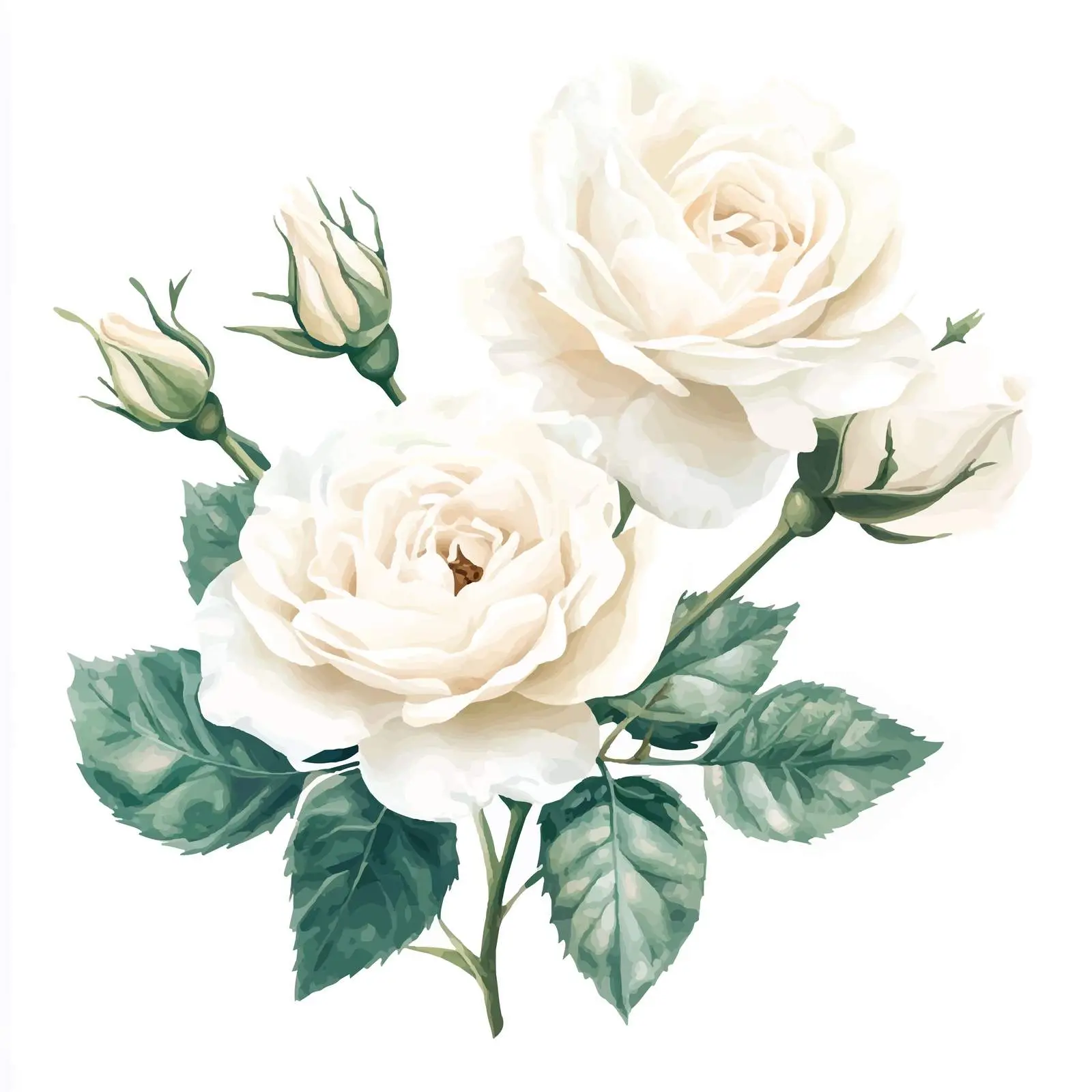 White Roses Watercolor Greeting Card Invitation — free download from Dotvec
