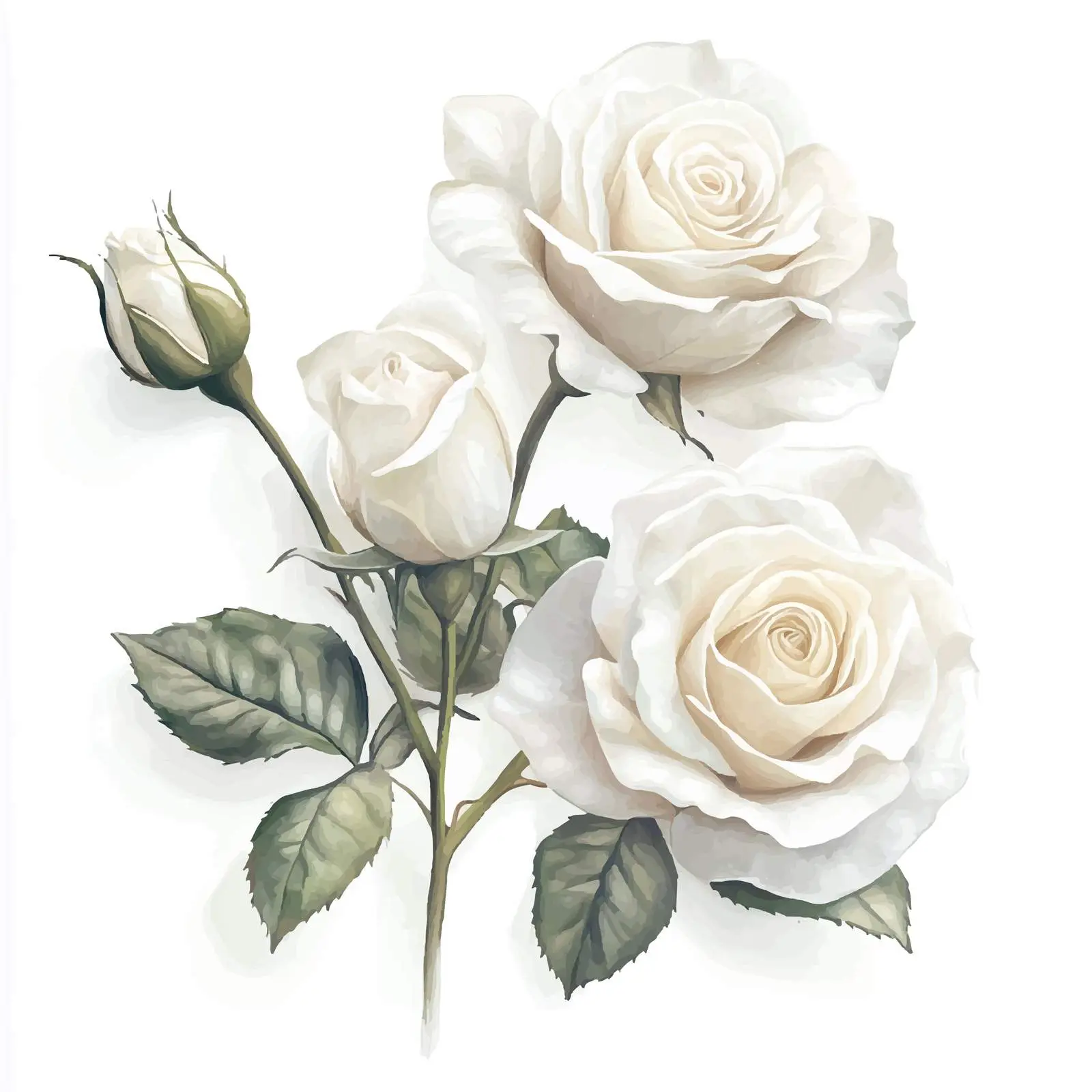 Elegant White Roses Watercolor Greeting Card Design — free download from Dotvec