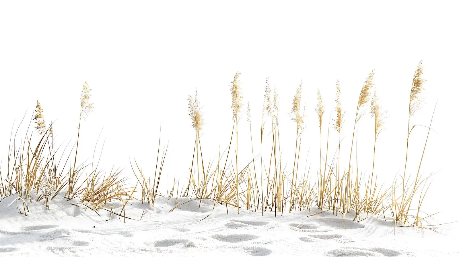 Serene White Sand Beach with Dry Grass Stems – free coastal photography image from Dotvec
