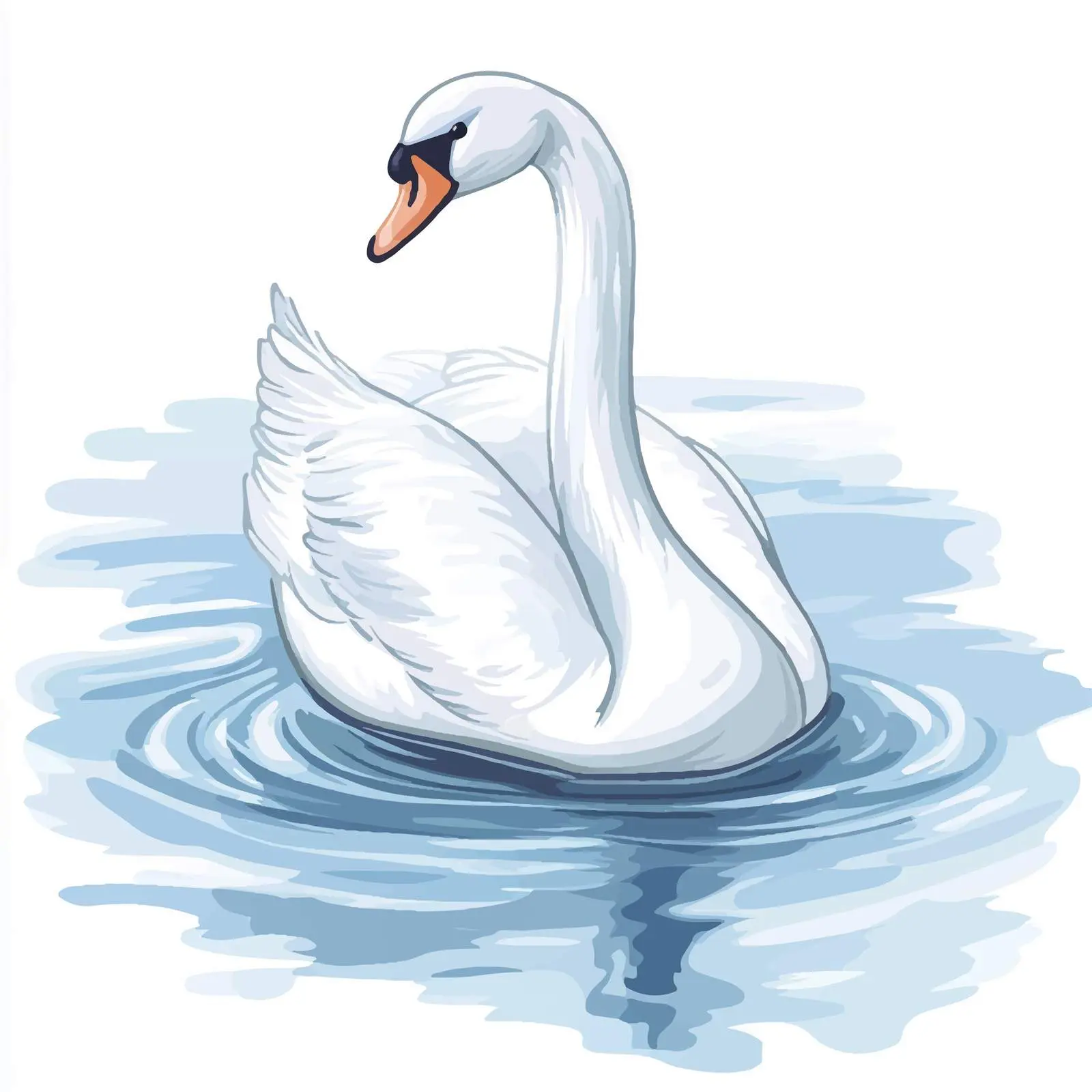 Elegant White Swan on Tranquil Pond Illustration — free download from Dotvec