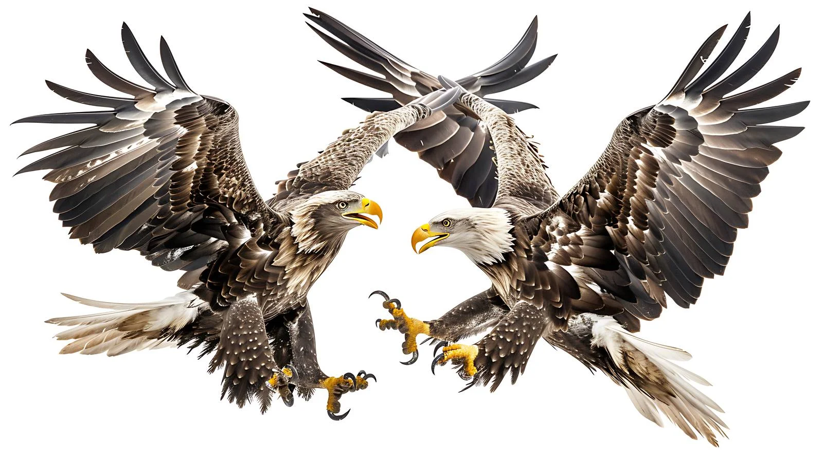 Majestic White-Tailed Eagle Dueling in Flight — free download from Dotvec