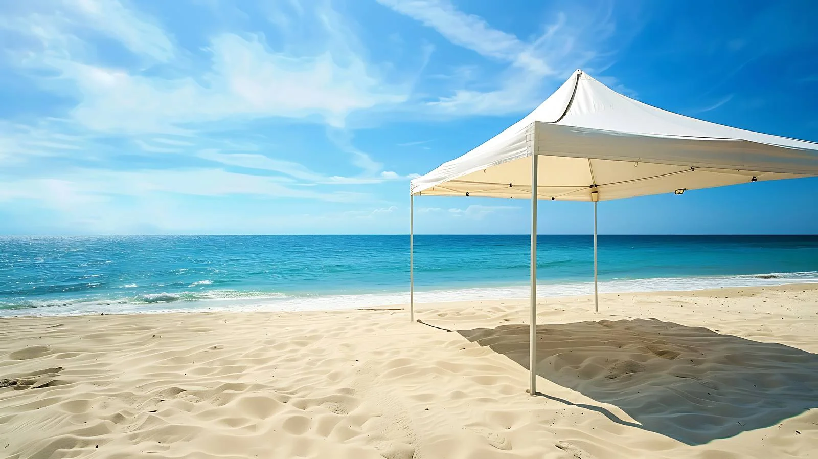 Tranquil White Tent on Sandy Beach — free download from Dotvec