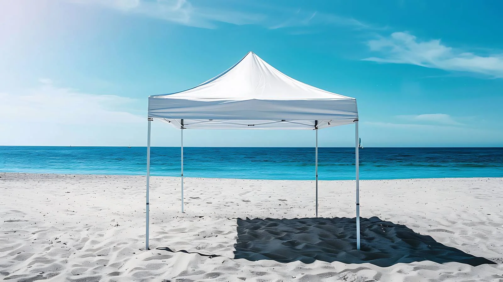 Serene White Tent on Sandy Beach — free download from Dotvec