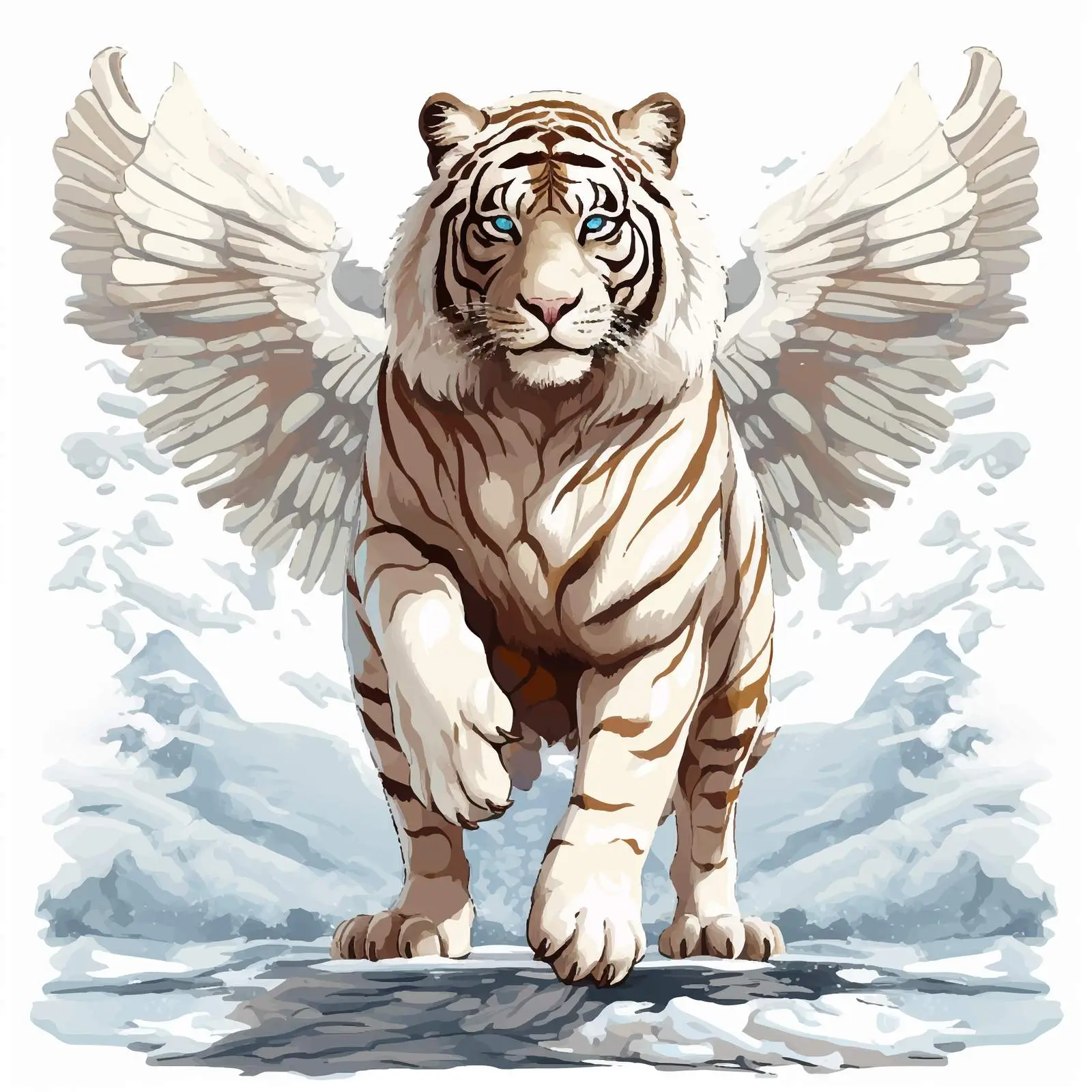 White Tiger Vector Illustration in Snowy Landscape — free download from Dotvec