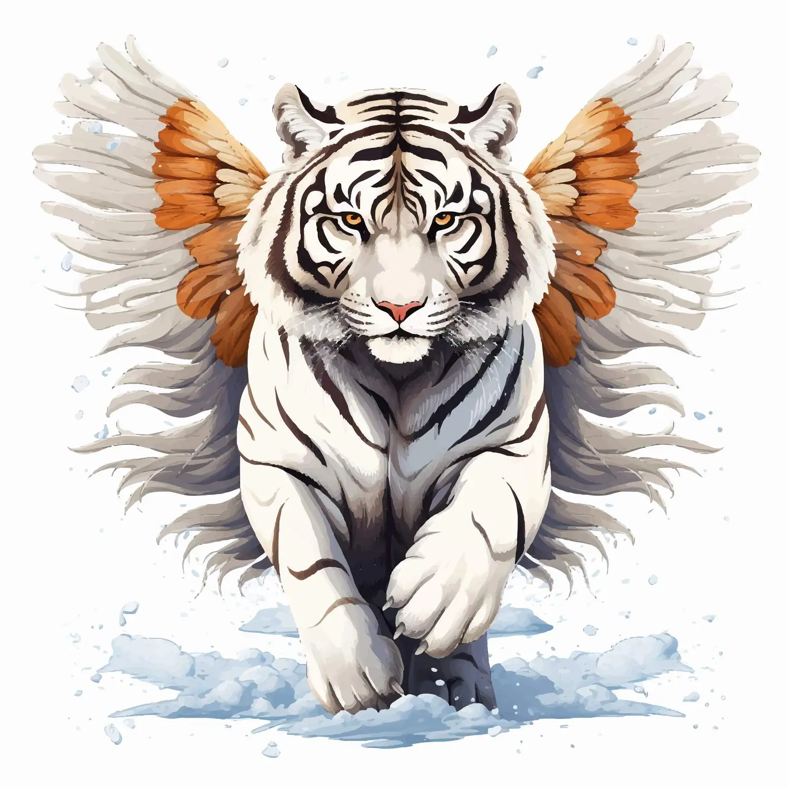 White Tiger Vector Illustration in Snowy Landscape — free download from Dotvec