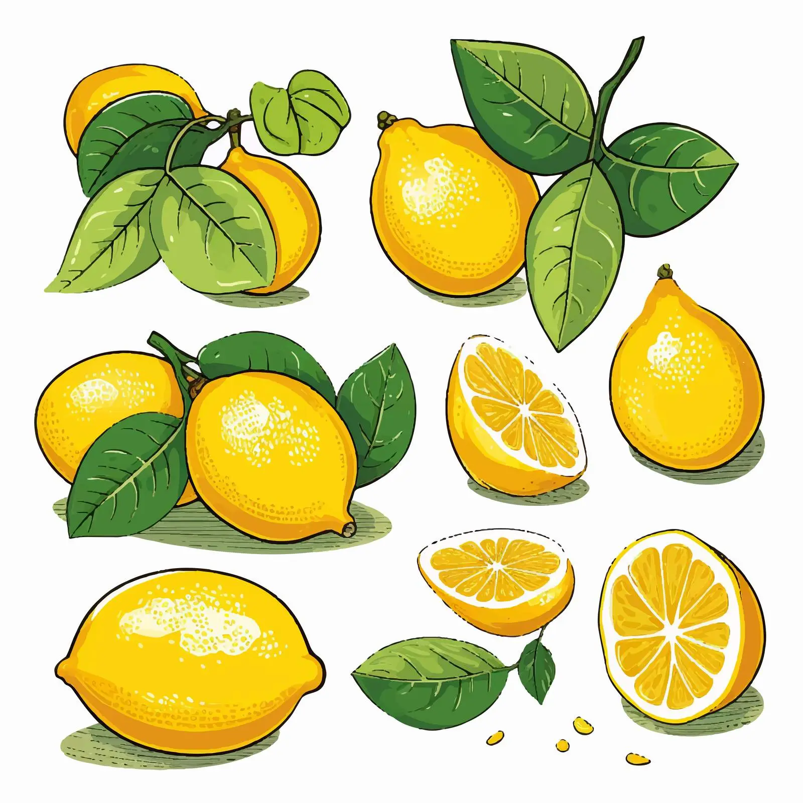 Fresh Whole Fruits and Lemon Isolated on White Background – free fruit collection image from Dotvec