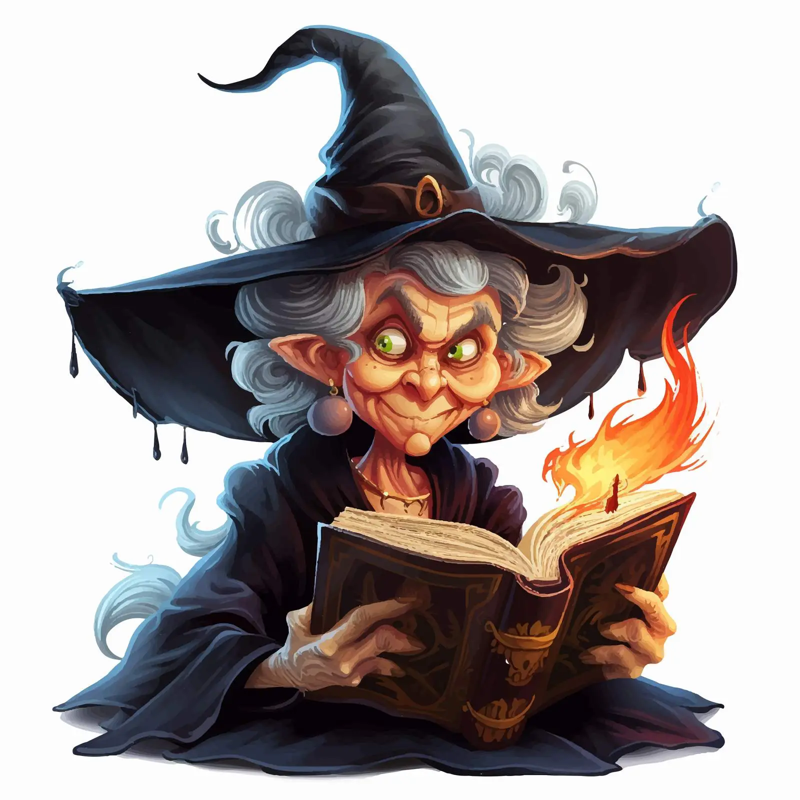Wicked Old Witch with Spell Book Vector – free haunting image from Dotvec