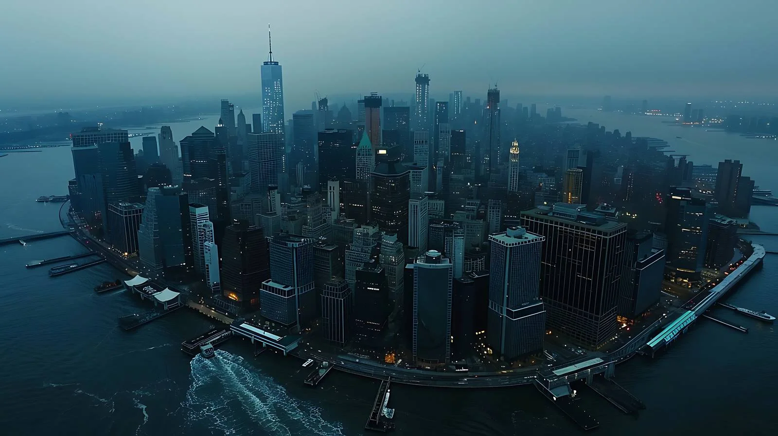 Scenic Aerial Shot of Manhattan Skyline — free download from Dotvec