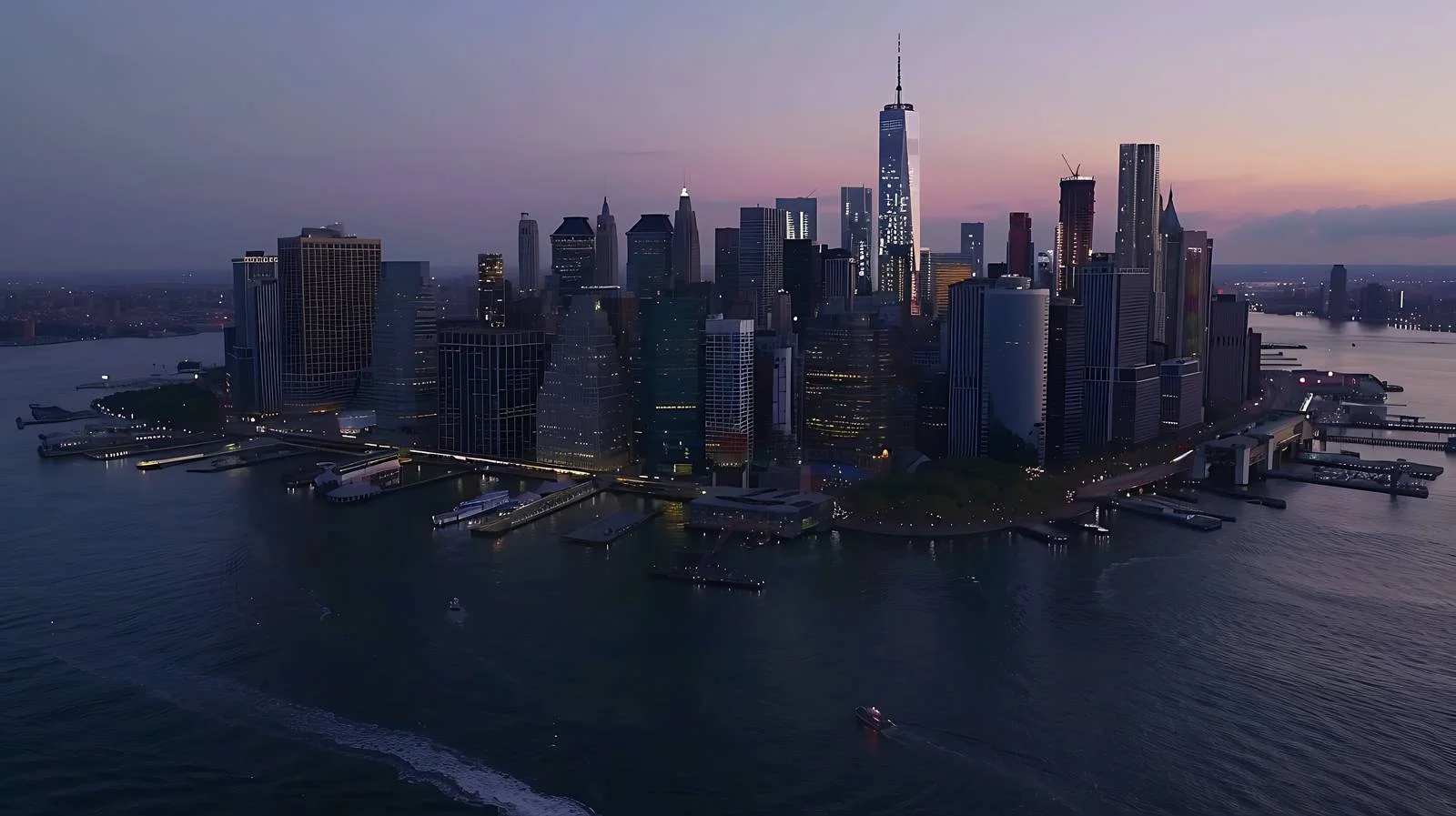 Aerial Perspective of Manhattan Skyline in NYC — free download from Dotvec