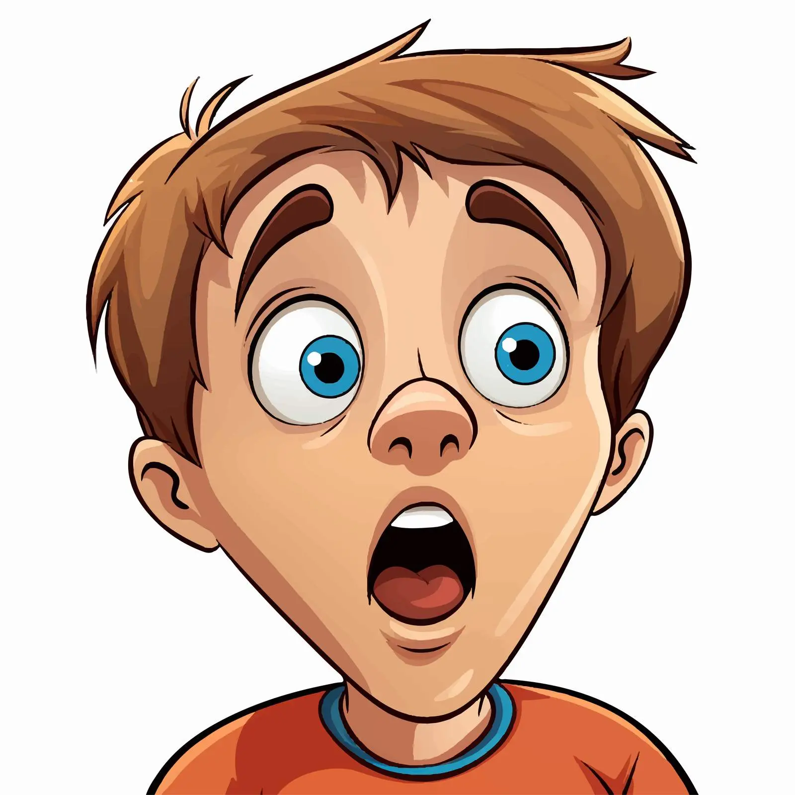 Wide-Eyed Boy with Shocked Expression Vector — free download from Dotvec