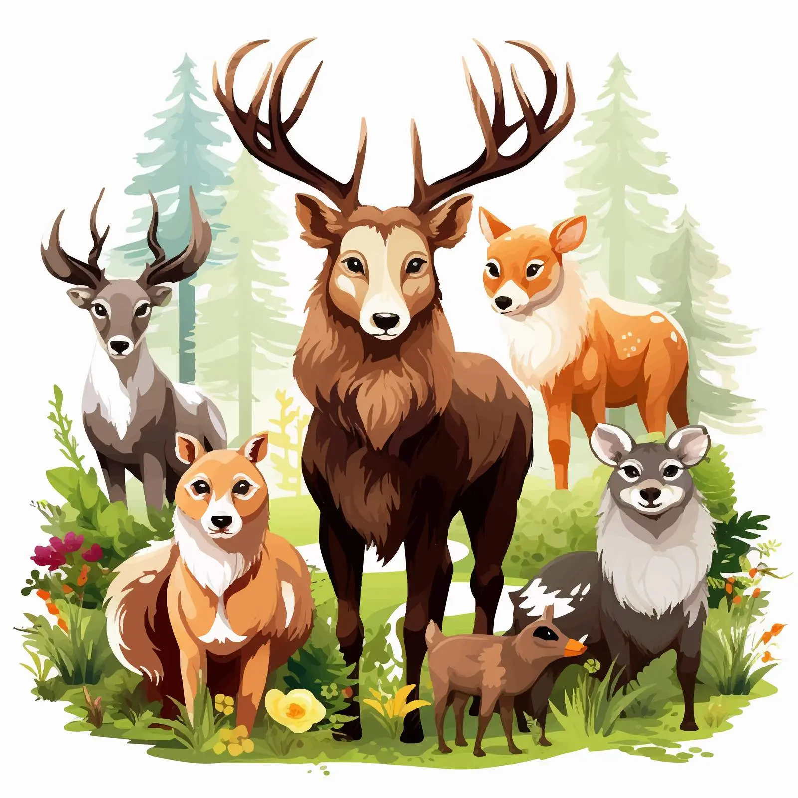 Cartoon Illustration of Forest Wild Animals — free download from Dotvec