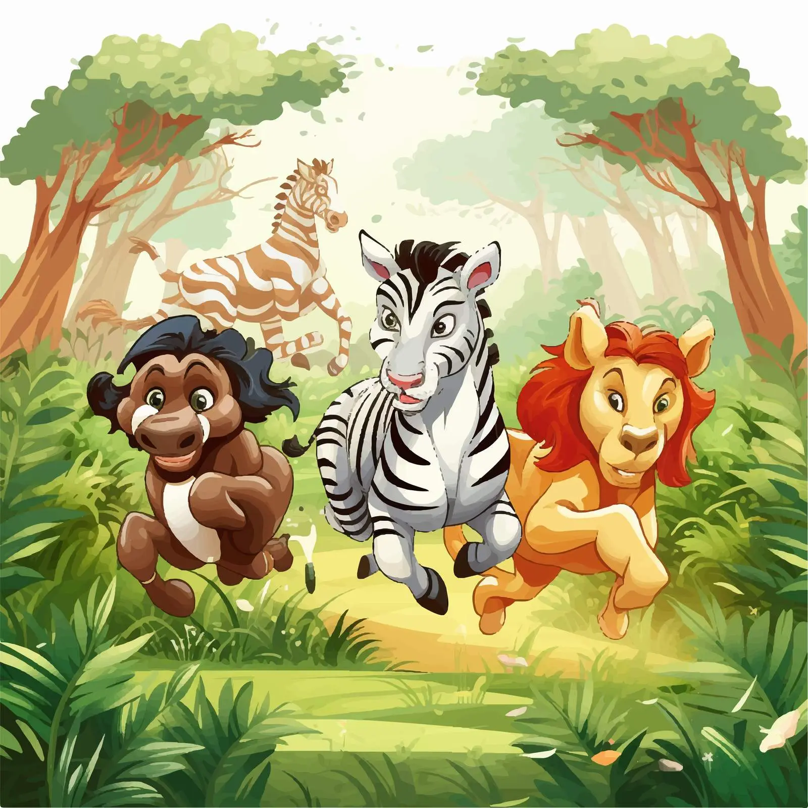 Wild Animals Racing in the Park Illustration — free download from Dotvec