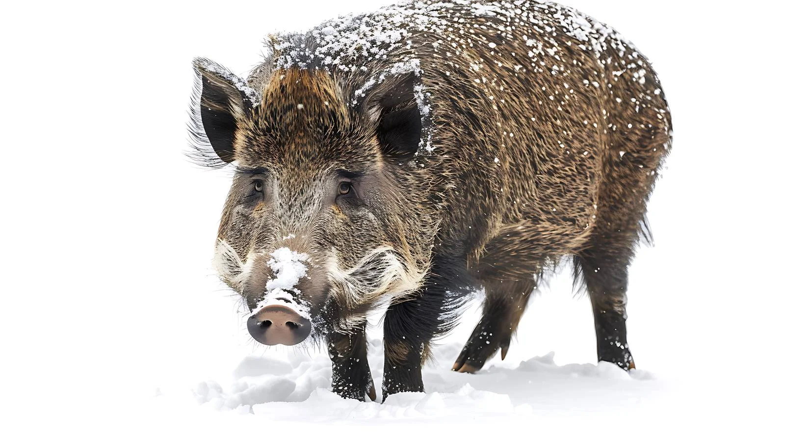 Solitary Wild Boar in Winter Landscape — free download from Dotvec