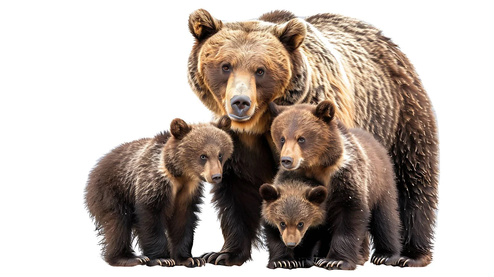 Female Wild Brown Bear with Trio — free download from Dotvec