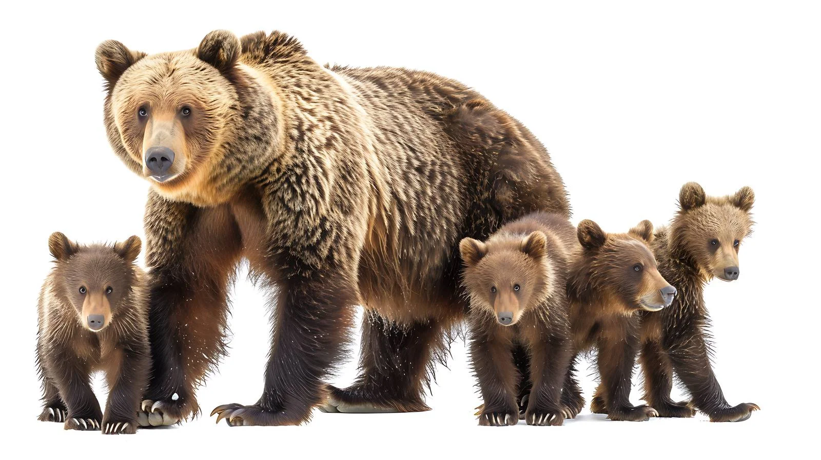 Solitary brown bear with three cubs — free download from Dotvec
