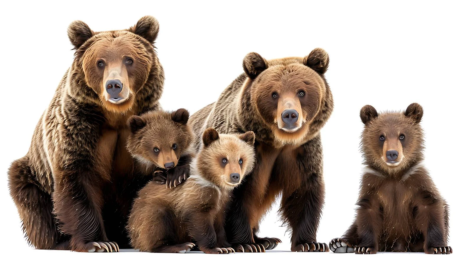 Female Wild Brown Bear with Trio Cubs — free download from Dotvec