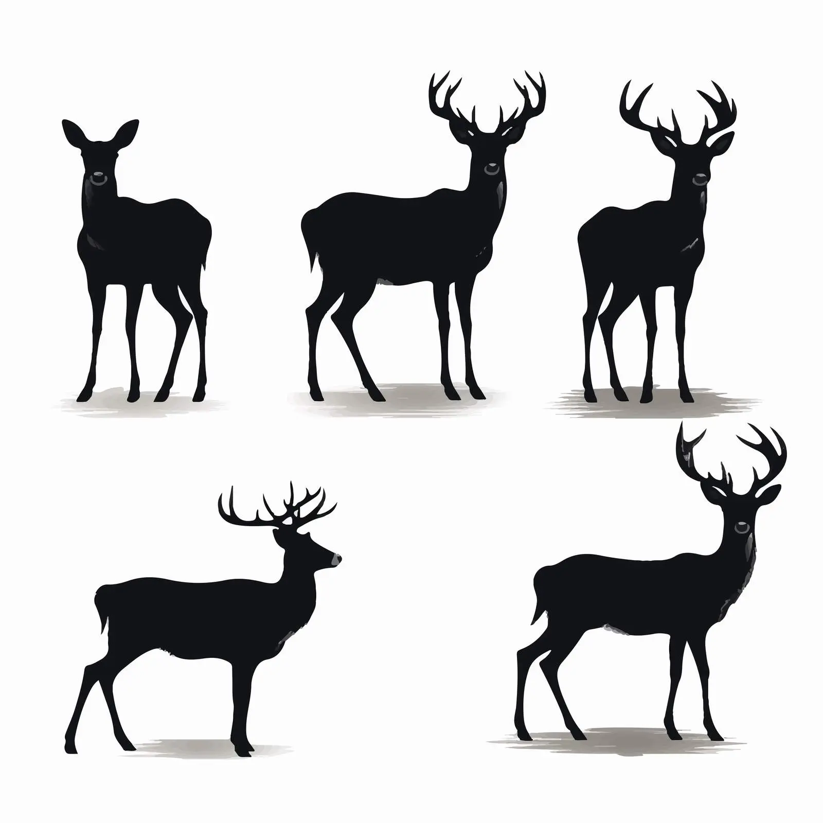 Cartoon Silhouettes of Wild Fallow Deer — free download from Dotvec